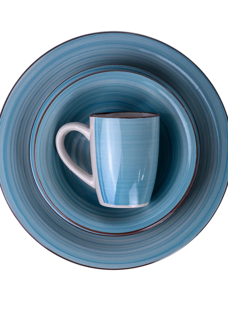 Cuisine Art Cuisine Art Cosmic Hand-Painted Stoneware 16pcs Dinner Set – Blue | 4 Dinner Plates (10.5"), 4 Dessert Plates (7.5"), 4 Soup Bowls (7"), 4 Mugs (9oz) Elegant & Durable Tableware for Home & Kitchen