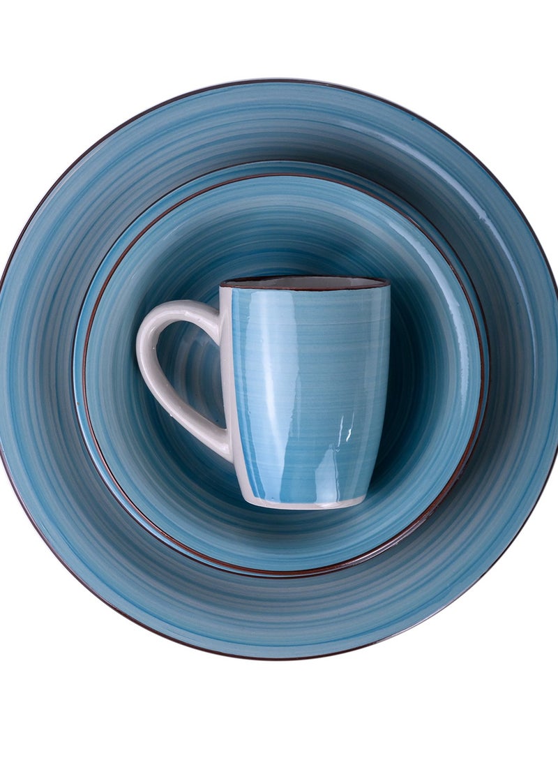 Cuisine Art - Cuisine Art Cosmic Hand-Painted Stoneware 16pcs Dinner Set – Blue | 4 Dinner Plates (10.5"), 4 Dessert Plates (7.5"), 4 Soup Bowls (7"), 4 Mugs (9oz) Elegant & Durable Tableware for Home & Kitchen - Image 1