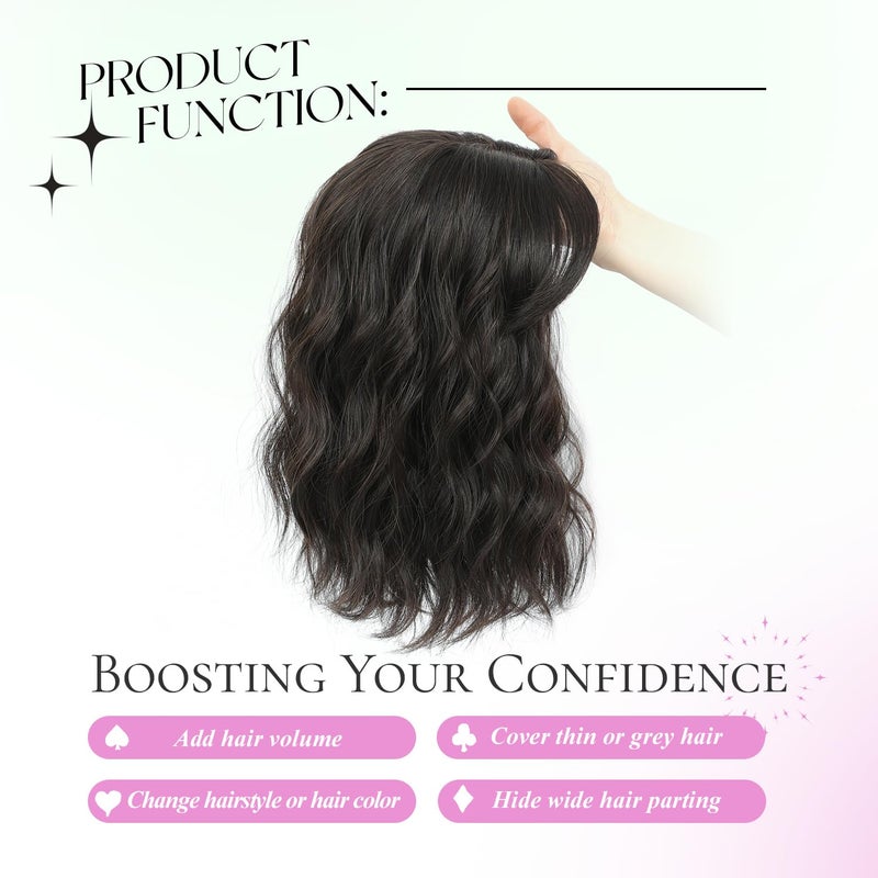 UDU 11inch Hair Topper for Women, Lightweight & Breathable Wiglet for Thinning Hair, Natural Look Volume Booster Hairpiece for Coverage, Ideal for Summer Wear - Image 3