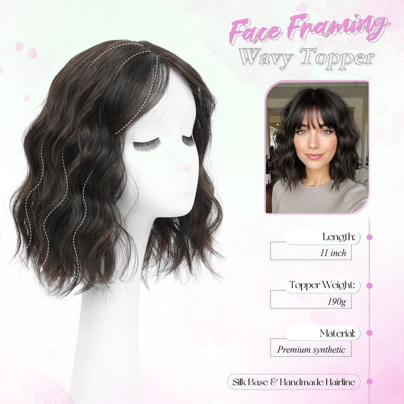 UDU 11inch Hair Topper for Women, Lightweight & Breathable Wiglet for Thinning Hair, Natural Look Volume Booster Hairpiece for Coverage, Ideal for Summer Wear - Image 2