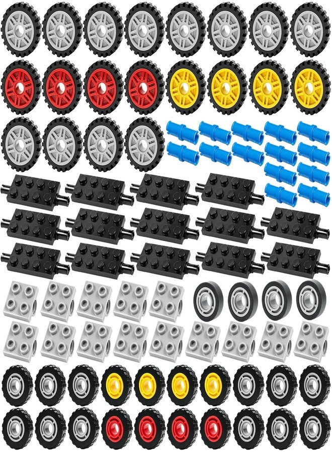 BroTex 118PCS Wheels and Axles Sets for Building Blocks, Tires & Wheels Car Parts Accessories, Replacement Parts and Pieces Compatible with Major Brand Bricks Education Vehicles Toys - Image 1