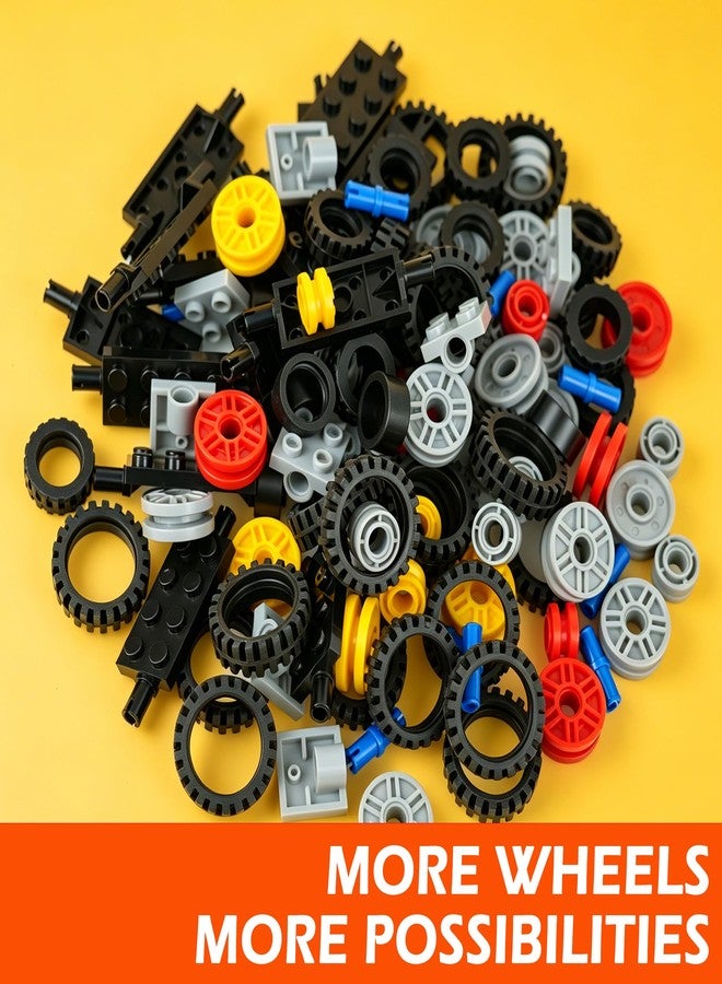 BroTex 118PCS Wheels and Axles Sets for Building Blocks, Tires & Wheels Car Parts Accessories, Replacement Parts and Pieces Compatible with Major Brand Bricks Education Vehicles Toys - Image 3