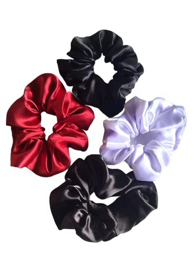 StarLinks® Royal Colour SATIN Hair Scrunchies hair clip hair tie Long lasting true colour pony tail holders (Same colour is guaranteed) (Regular Size Quantity - 4Nos - M2)