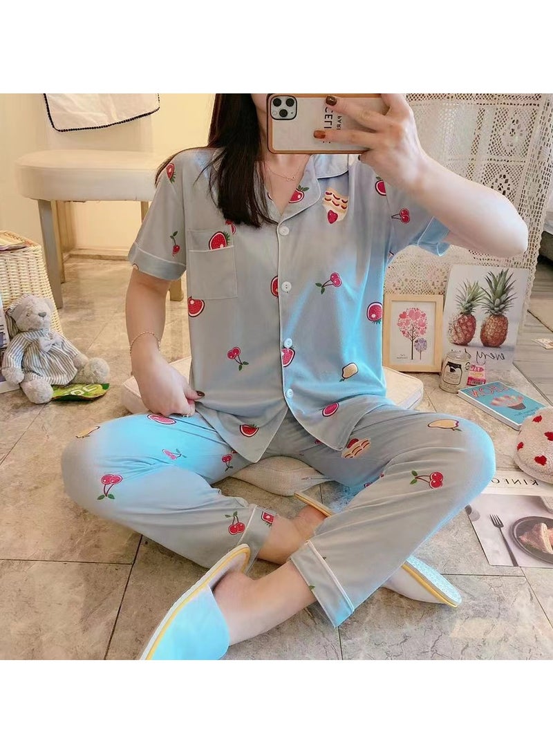 DubaiGallery Silk Women Pajama Sets Satin Pajama Sleepwear Pajamas Nightgown Summer Long Sleeve Pants Pyjamas 