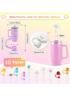 RTYY 10pcs Straw Cover Cap For Stanley Cup 30&40 Oz, Tumbler Shape Straw Lids Silicone Straw Topper Straw Tips Cover Reusable Straw Plugs Soft Cute Straw Dispenser Tips For 8-10 MM Stanley Cups Straws  - Image 2