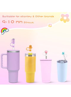 RTYY 10pcs Straw Cover Cap For Stanley Cup 30&40 Oz, Tumbler Shape Straw Lids Silicone Straw Topper Straw Tips Cover Reusable Straw Plugs Soft Cute Straw Dispenser Tips For 8-10 MM Stanley Cups Straws  - Image 4