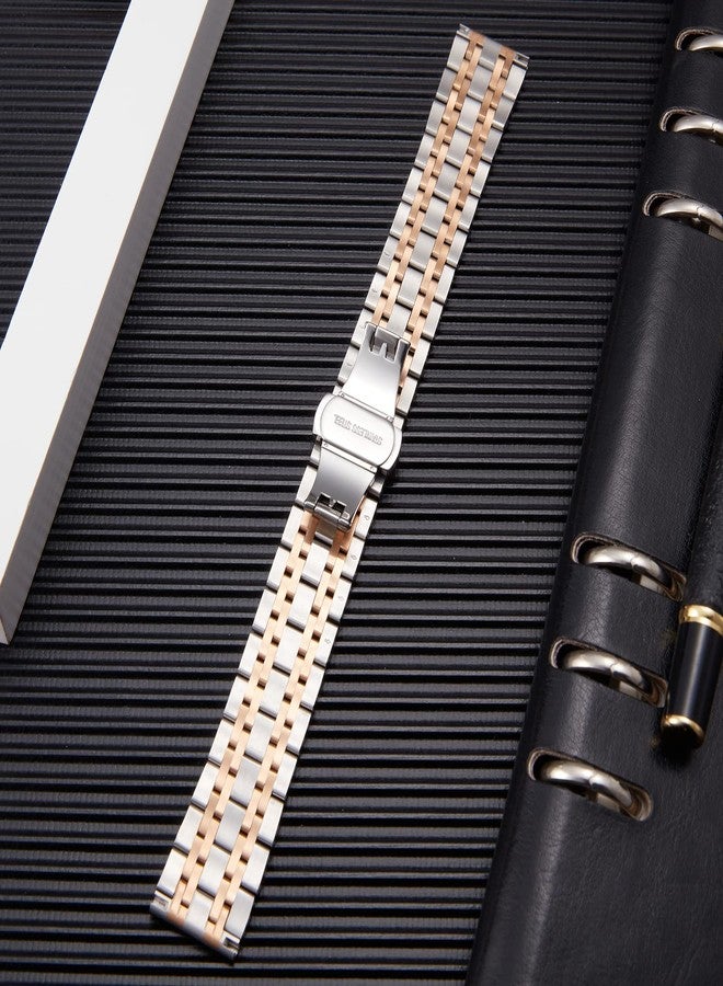 BINLUN Stainless Steel Watch Band High-end Replacement Watch Band 6 Color for Women Men(Gold, Silver, Black, Rose Gold, Gold Tone, Rose Gold Tone) 13 Size (12mm - 24mm), Silver-Rose Gold, 15mm - Image 3