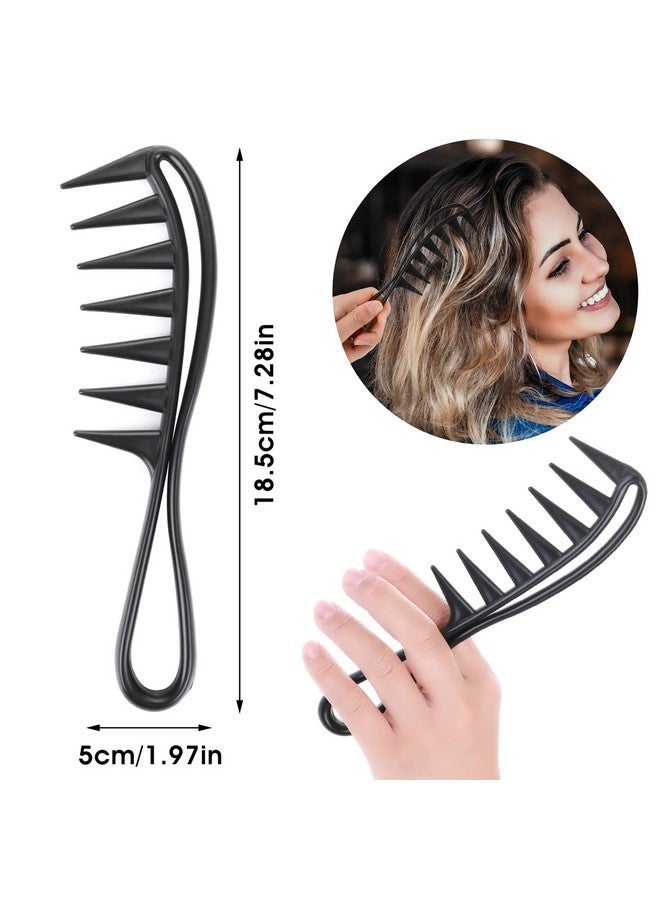 ولهيف مشط WLLHYF مكون من قطعتين بأسنان عريضة لتجعيد الشعر، ملحقات تصفيف الشعر، مشط احترافي لصالونات التجميل الأفريقية الخشنة، مضاد للكهرباء الساكنة، أداة تصفيف شعر متينة للرجال والنساء، لون أسود - Image 2