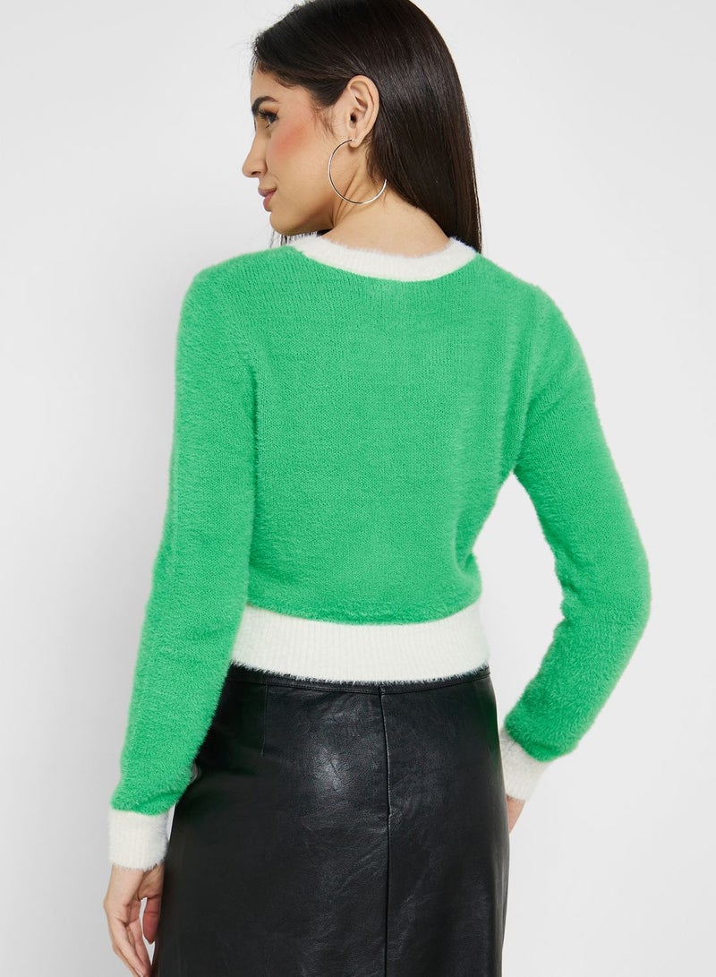 ONLY Color Block Crop Sweater - Image 2