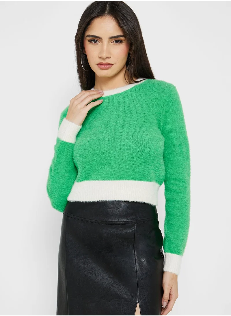 ONLY Color Block Crop Sweater