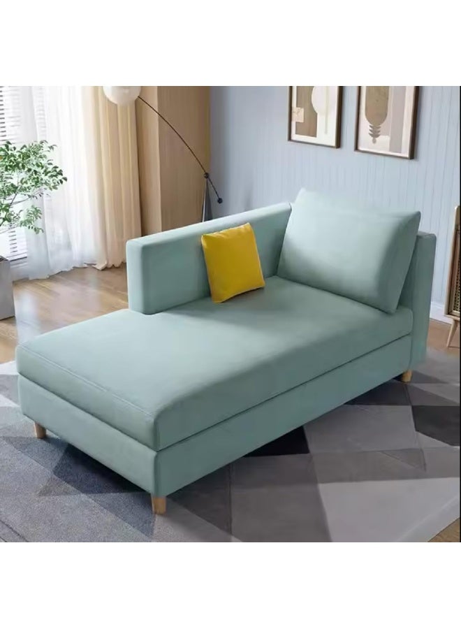 Zayn comforts Simple Solid Chaise Lounge Sofa with Square Arms & 2 Pillows â€“ Perfect for Living Room or Bedroom Relaxation (Mint Green, Right-Arm Chaise) - Image 1