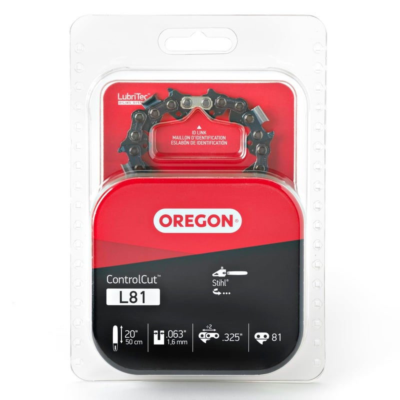 Oregon L81 ControlCut Chainsaw Chain for 20-Inch Bar, 81 Drive Links, Low-Kickback Chain, fits Several Stihl Models Gray