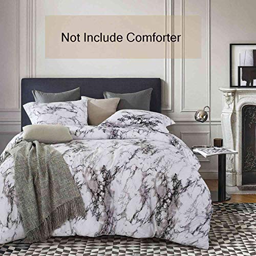 Nanko Bedding Queen Duvet Cover Set Dark Black Marble, 3 Piece - 1000 - TC Luxury Microfiber Quilt Cover with Zipper Closure, Ties - Organic Modern Style for Men and Women - Image 2