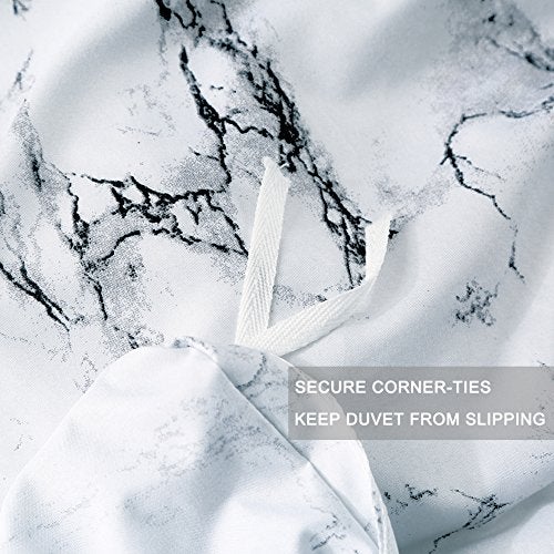 Nanko Bedding Queen Duvet Cover Set Dark Black Marble, 3 Piece - 1000 - TC Luxury Microfiber Quilt Cover with Zipper Closure, Ties - Organic Modern Style for Men and Women - Image 5