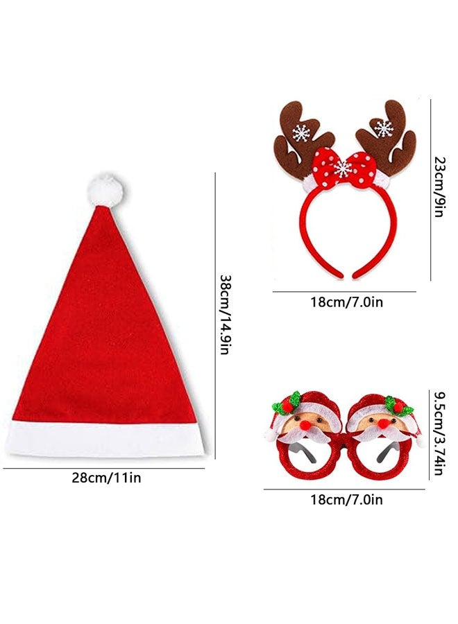 HAWAWA 18PCS Christmas Headbands and Glasses Frames Christmas Hat Set, Christmas Xmas Party Supplies Decoration, Christmas Photo Booth Props, for Xmas Holiday Party Favors Supplies Style A - Image 3