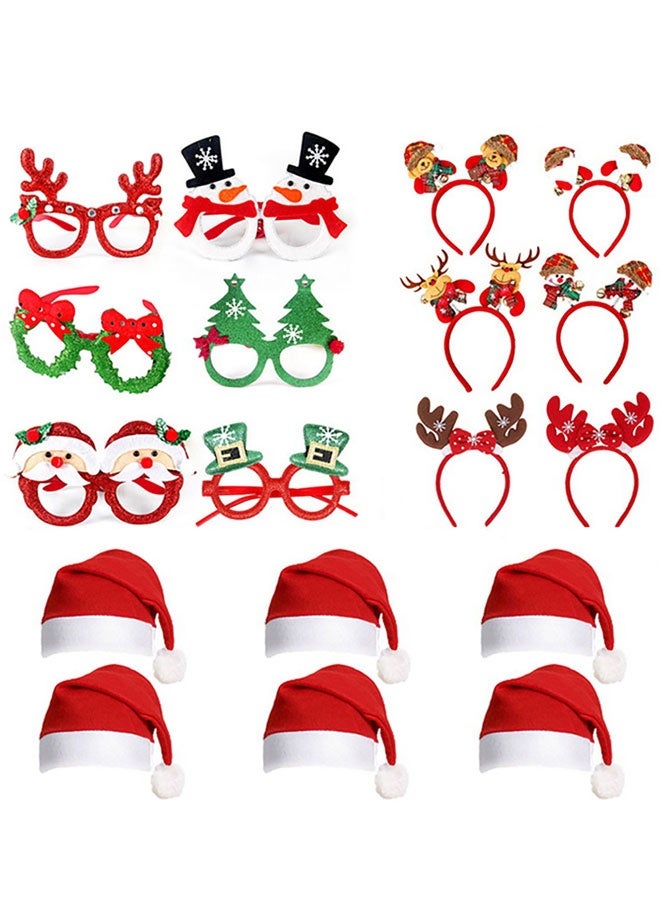 HAWAWA 18PCS Christmas Headbands and Glasses Frames Christmas Hat Set, Christmas Xmas Party Supplies Decoration, Christmas Photo Booth Props, for Xmas Holiday Party Favors Supplies Style A - Image 1