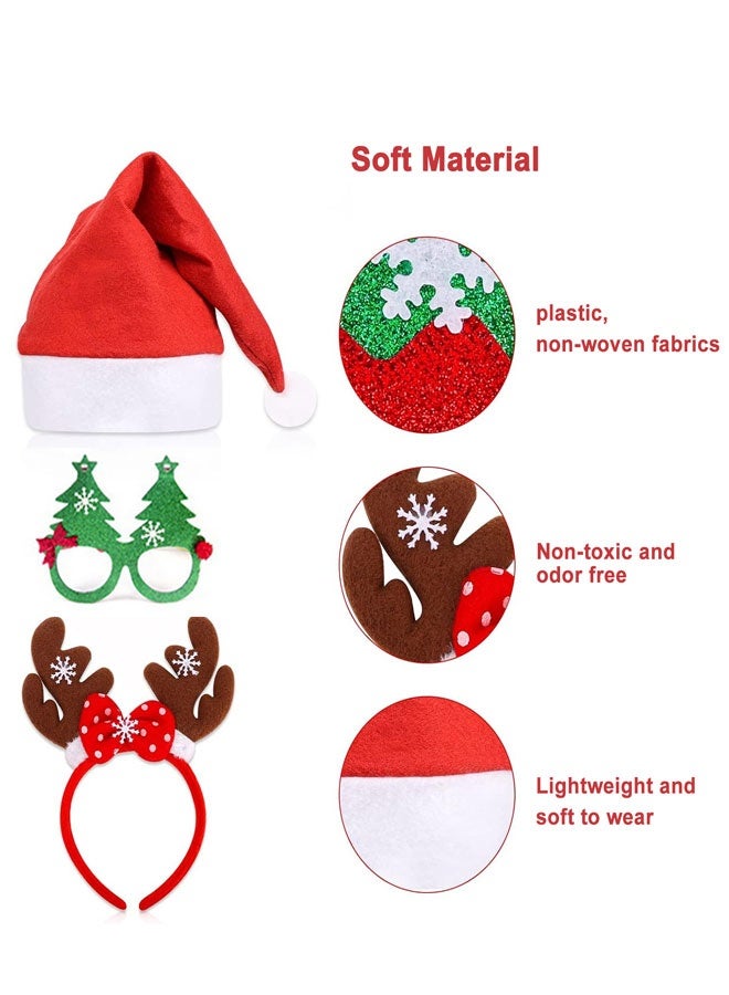HAWAWA 18PCS Christmas Headbands and Glasses Frames Christmas Hat Set, Christmas Xmas Party Supplies Decoration, Christmas Photo Booth Props, for Xmas Holiday Party Favors Supplies Style A - Image 4