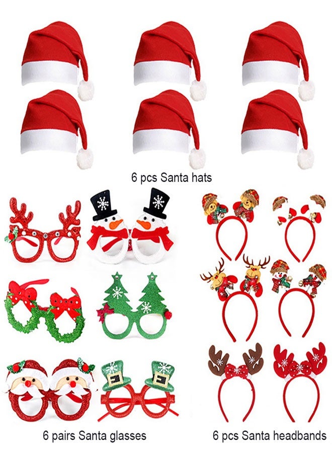 HAWAWA 18PCS Christmas Headbands and Glasses Frames Christmas Hat Set, Christmas Xmas Party Supplies Decoration, Christmas Photo Booth Props, for Xmas Holiday Party Favors Supplies Style A - Image 2