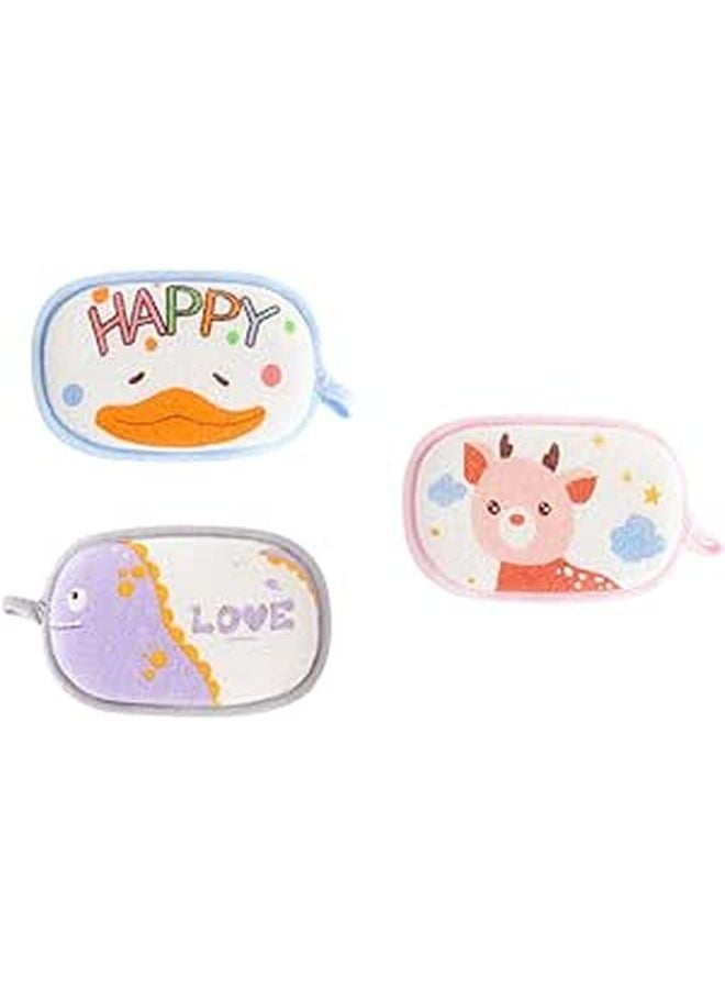 3Pcs Soft Absorbent Cartoon Bath Sponge Set For Gentle Body Exfoliating And Daily Bathing - Image 1