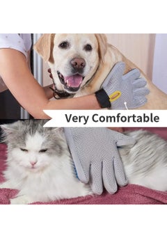 KASTWAVE Pet Grooming Gloves, Efficient Pet Hair Remover Massage Mitt, Deshedding Brush Gloves for Cats, Dogs, Rabbits and Horses, Pet Massage Long or Short Fur Bathing  - Image 4