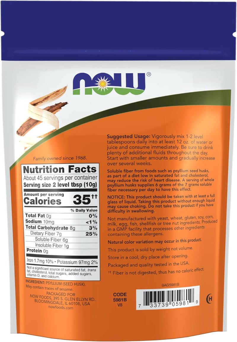 NOW Foods Whole Psyllium Husks - 454g - Image 2