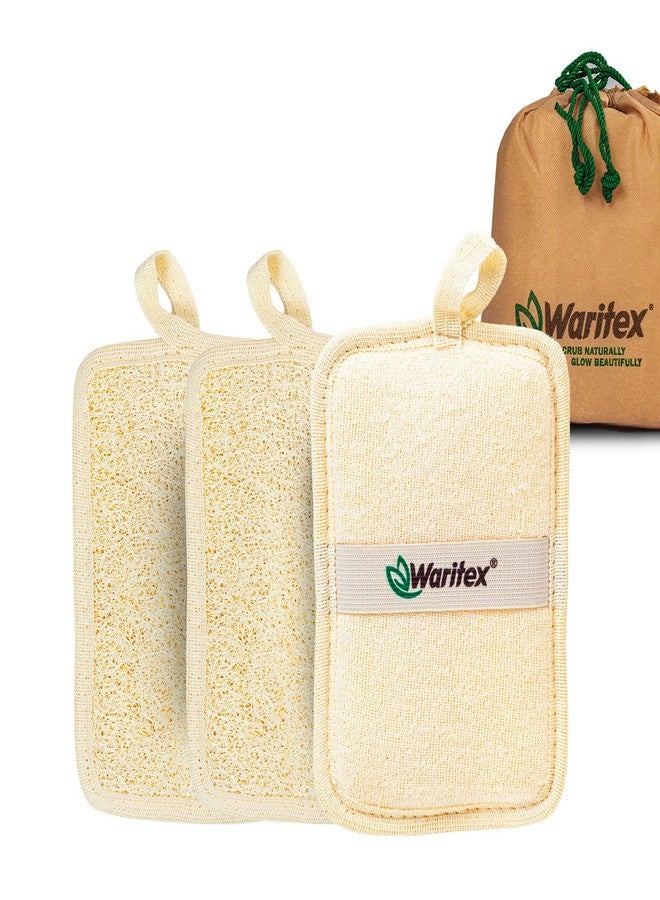 Waritex Egyptian Loofah Rectangular Body Scrubbers with Hand Strap, Exfoliating Bath Pads Made from Natural Egyptian Loofah Fibers, Gentle Deep Cleansing for Men and Women in Shower 3 Count (1 Pack) - Image 1
