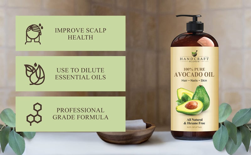 Handcraft Blends Avocado Oil - Cold-Pressed 16 Fl Oz - 100% Pure and Natural - Premium Grade Carrier Oil for Skin and Hair - Hair and Body - Massage - Hexane-Free - Image 4