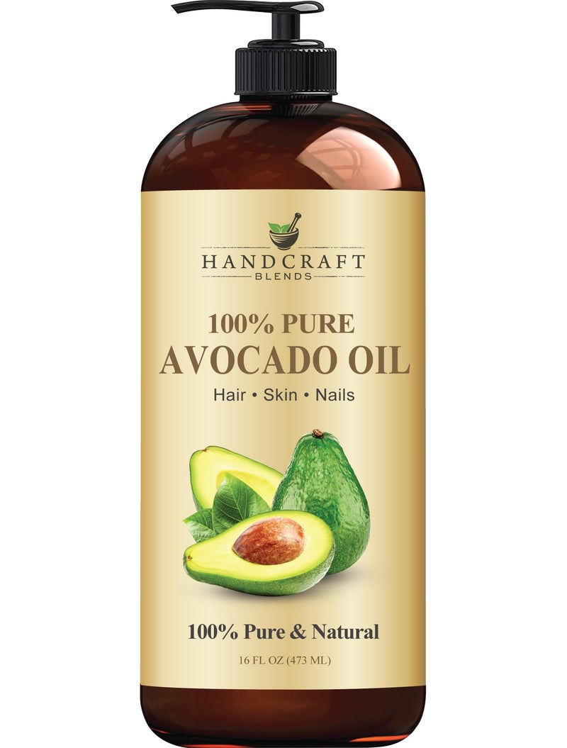 Handcraft Blends Avocado Oil - Cold-Pressed 16 Fl Oz - 100% Pure and Natural - Premium Grade Carrier Oil for Skin and Hair - Hair and Body - Massage - Hexane-Free - Image 1