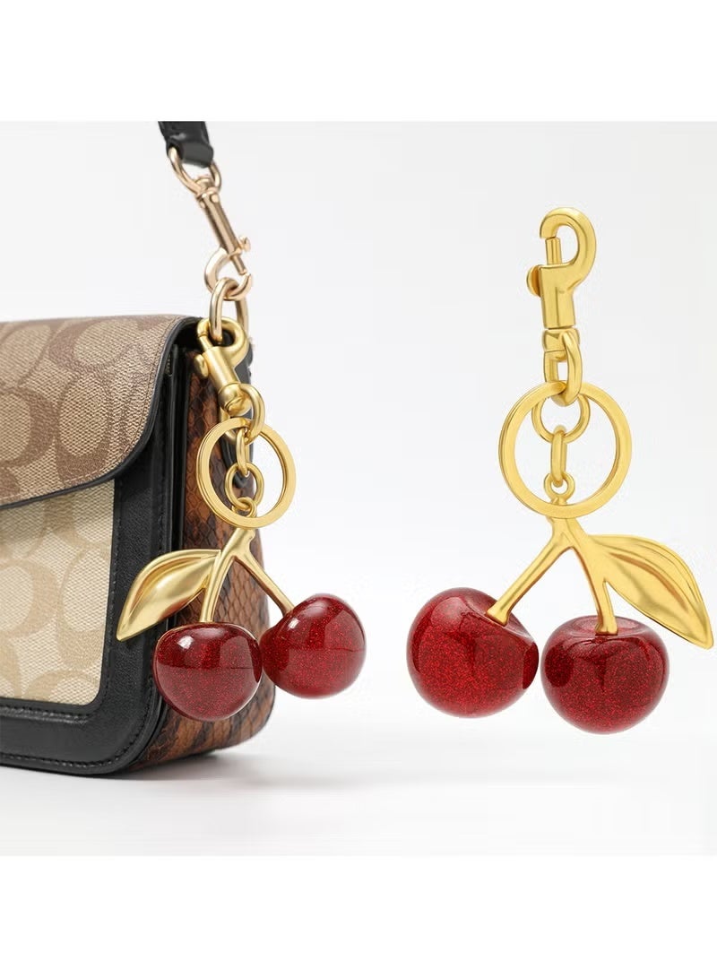 JUMEI 2 Pcs Cherry Bag Charm Keychain, Cute Sparkling Cherry Purse Charms for Women, Car Bag Accessories for Handbags Wallets Backpacks Gift - Image 3