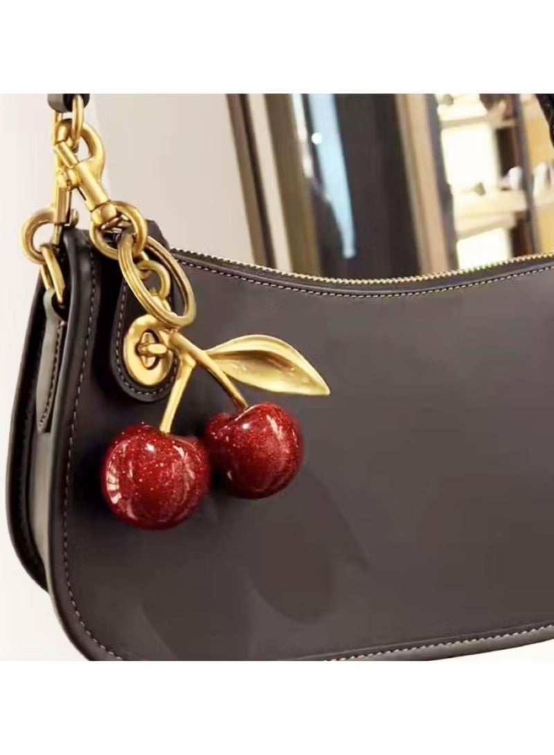JUMEI 2 Pcs Cherry Bag Charm Keychain, Cute Sparkling Cherry Purse Charms for Women, Car Bag Accessories for Handbags Wallets Backpacks Gift - Image 4