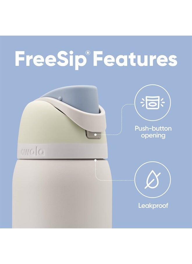 Owala - FreeSip Insulated Stainless Steel Water Bottle with Straw for Sports, Travel, and School BPA-Free Sports Water Bottle, 32 oz, Iced Breeze - Image 1