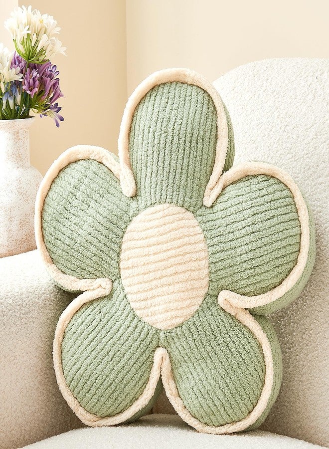 Mepherl Sage Green Flower Shaped Pillow,13.7'' Flower Throw Pillow Floor Cushion for Sofa Couch Bed,Soft Daisy Pillow Decorative Throw Pillow Seating Cushion for Home Decor - Image 1