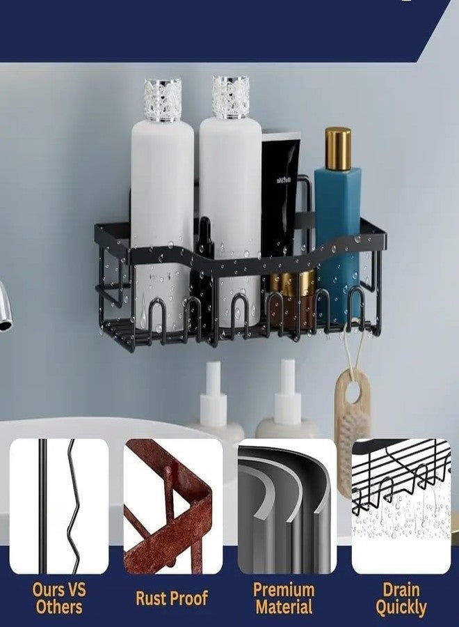 KYMIO Self Adhesive Bathroom Shelf/Bathroom Organiser Without Drill/Stainless Steel Bathroom Shelf Rack with Aluminium Railing/Kitchen Stand (Pack of 1) - Image 2