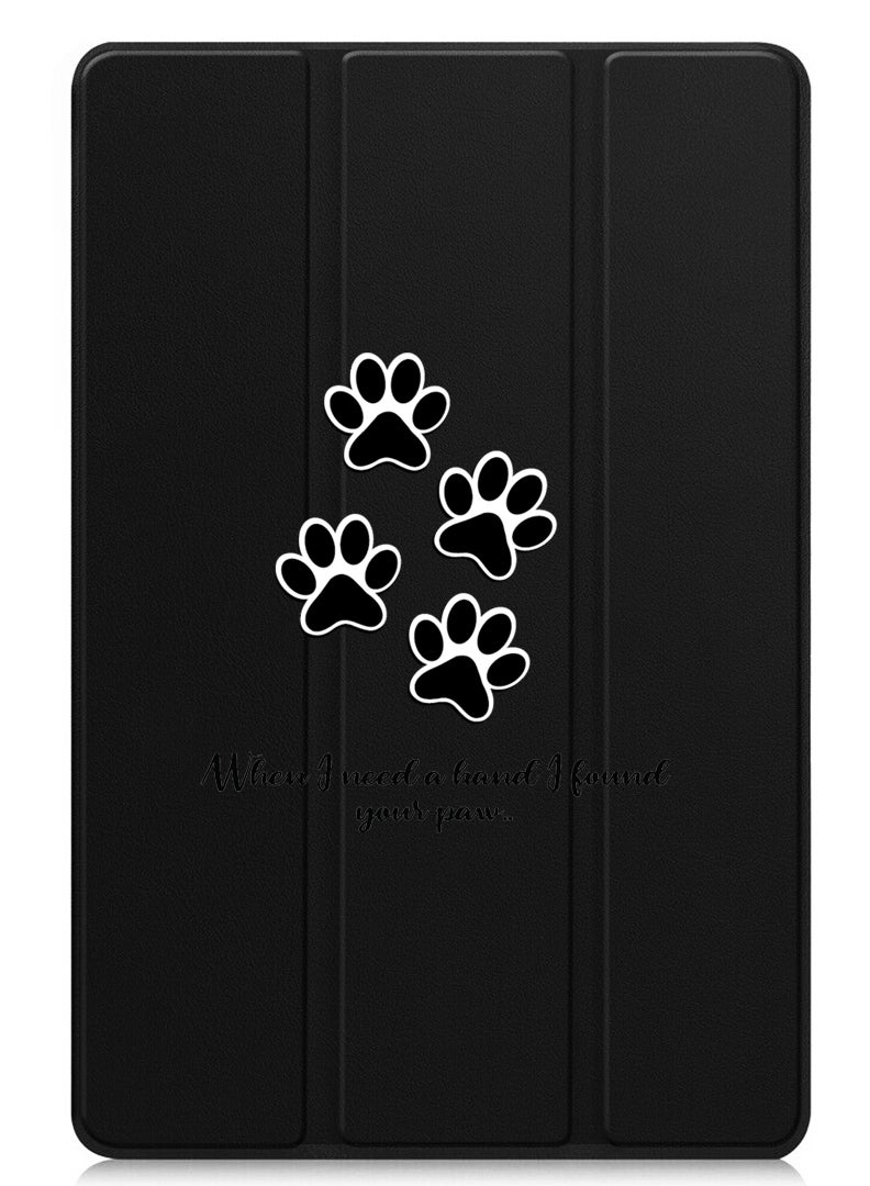 Theodor Protective Flip Case For Apple iPad Pro 13 (2024) With Trifold Stand Auto Wake Sleep Shockproof Cover paw print  - Image 1