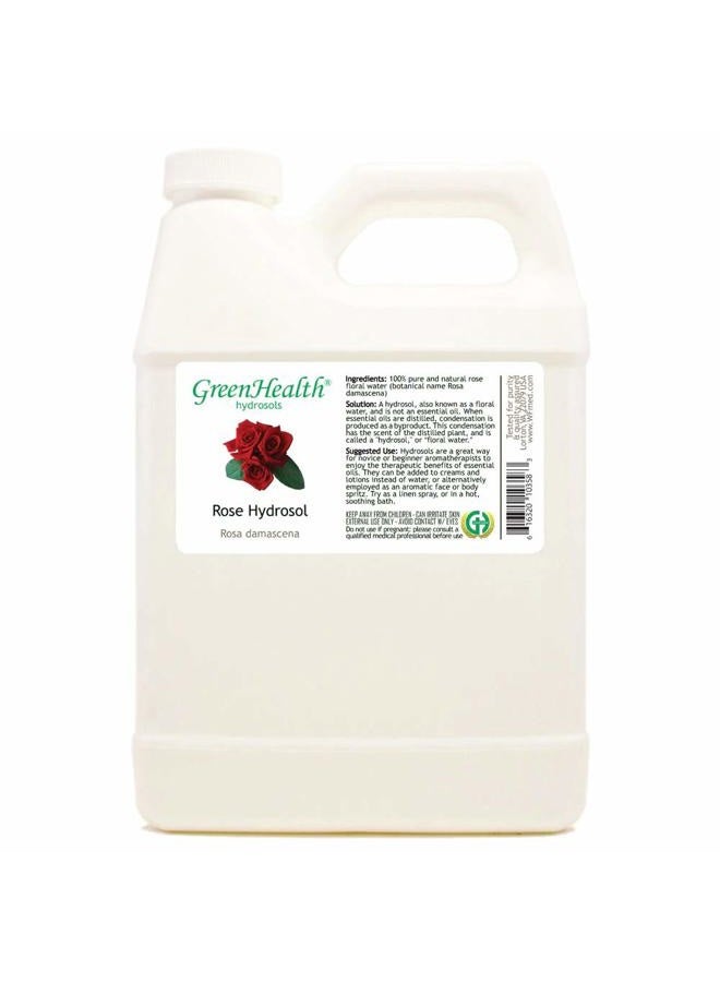 GreenHealth Hydrosol (Floral Water) - 32 fl oz Plastic Jug w/Cap - 100% Pure (NOT Oil) (Rose) - Image 1