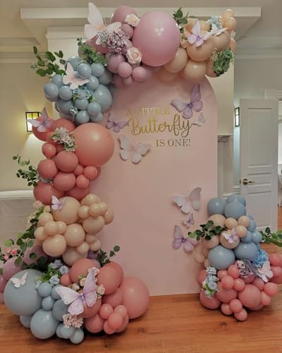 BALONAR Spring Wildflowers Balloon Arch Kit with 145Pcs Dusty Blue Pink Purple Balloons for Boho Baby Bridal Shower Wedding Birthday Partycolorful - Image 1
