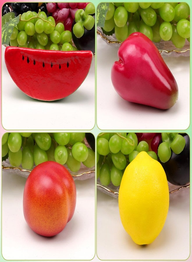Meiwlong 18 Pcs Fake Fruit Pack, Plastic Artificial Fruit for Decoration Party, Realistic Fake Fruits Table Centrepieces Decoration Home Kitchen, Lifelike Faux Fruits Pineapple Grape Lemon - Image 4