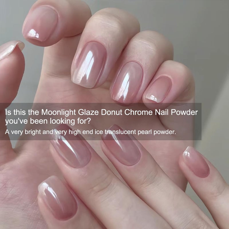Fokostar 2Pcs Moonlight White Chrome Nail Powder, Aurora Pearl Chrome Nail Powder Magic Clear Pearlescent Mirror Effect Holographic Nail Glitter White Shimmer Sugar Pigment Dust for Nails Art Design 1g/Jar - Image 3