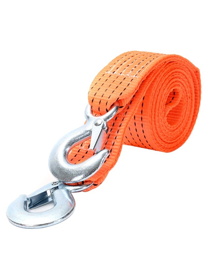 LAWAZIM 3T Tow Strap with Hooks - 50mmx3.6m / 2"x142"- Heavy Duty Polyester Tow Rope with Safety Latch Metal Hooks, Emergency Roadside Towing for Cars, SUVs, ATV, Vehicle Recovery (Orange) - Image 1