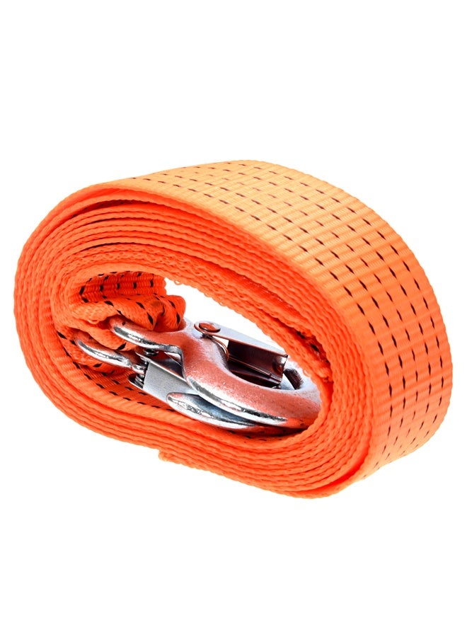 LAWAZIM 3T Tow Strap with Hooks - 50mmx3.6m / 2"x142"- Heavy Duty Polyester Tow Rope with Safety Latch Metal Hooks, Emergency Roadside Towing for Cars, SUVs, ATV, Vehicle Recovery (Orange) - Image 2