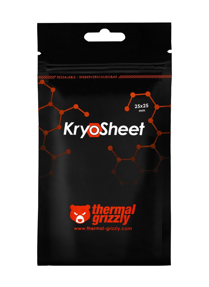 Thermal Grizzly KryoSheet - High-Performance Graphene Thermal Pad - Alternative for High Performance Thermal Paste - (25x25x0.2mm)