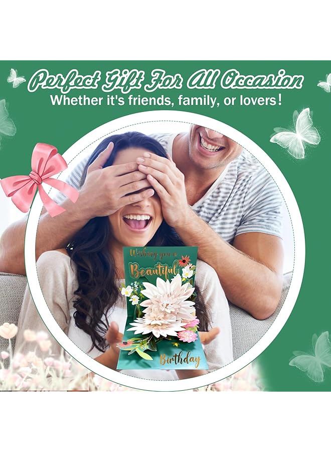 erorex Birthday Cards For Women Lotus Flower Forever Paper Pop Up Greeting Card 3D Popup Birthday Gift Greeting Cards With Envelope For Anniversary Birthday Special Celebration - Image 5