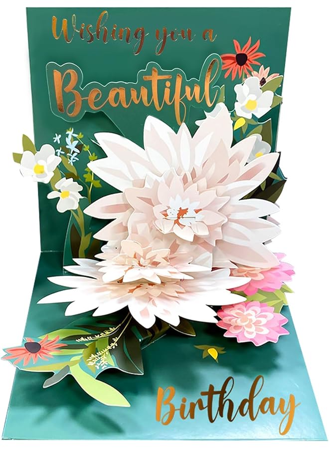 erorex Birthday Cards For Women Lotus Flower Forever Paper Pop Up Greeting Card 3D Popup Birthday Gift Greeting Cards With Envelope For Anniversary Birthday Special Celebration - Image 1