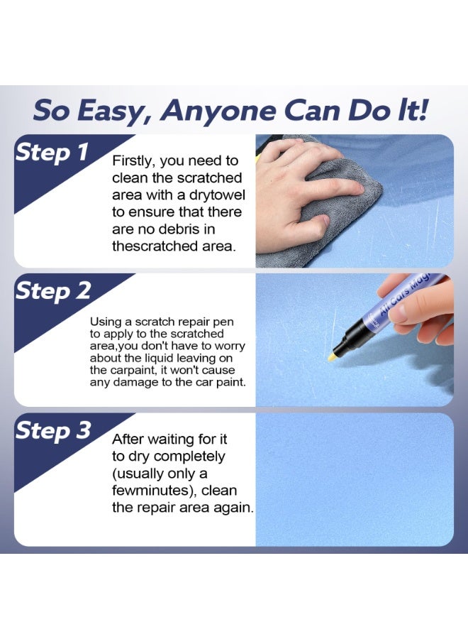 قلم إزالة خدوش السيارات السحري، حل إصلاح احترافي لجميع أنواع السيارات، يعمل على جميع ألوان السيارات لإصلاح الخدوش والعلامات الدوامية والخدوش، طقم ترميم طلاء سهل الاستخدام للحصول على لمسة نهائية سلسة (1) - Image 4