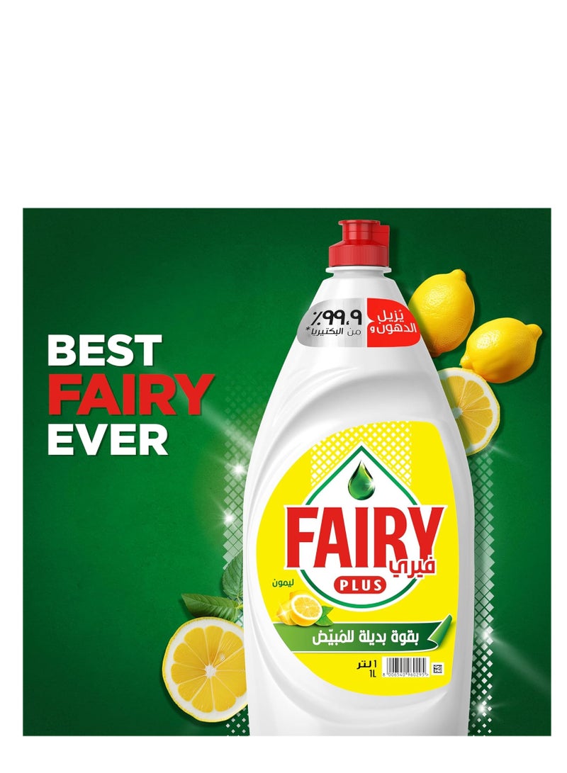 Fairy Plus Lemon Dishwashing Liquid Soap, With Alternative Power To Bleach, 3x600ml - Image 2