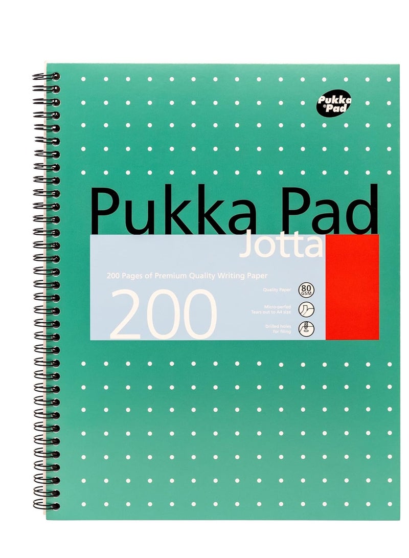 Pukka Pad Jm018 Metallic Wirebound Jotta Notebook, A4 Size - Green - Image 1