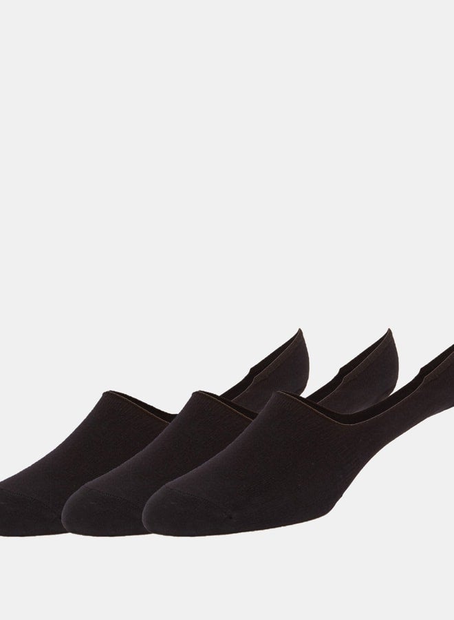 DUCHINI Men's Solid No Show Socks with Elasticated Hem - Set of 3 - Image 1