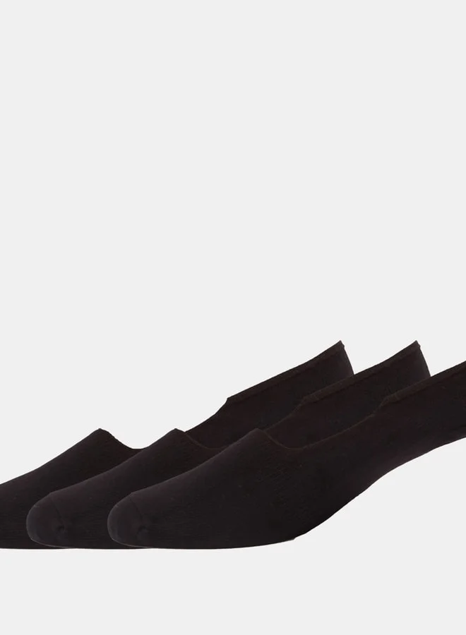 DUCHINI BLACK Men's Solid No Show Socks with Elasticated Hem - Set of 3 for Men | Best Price UAE