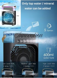 Generic Weidasi Water Mist Spray Fan, 600ML Water Capacity Misting Fan USB Desktop Humidification Cooling Fan Desk Fan with Mist Spray Portable Misting Fan Water Cooled Fan for Home Office Camping And more ((Black))  - Image 2