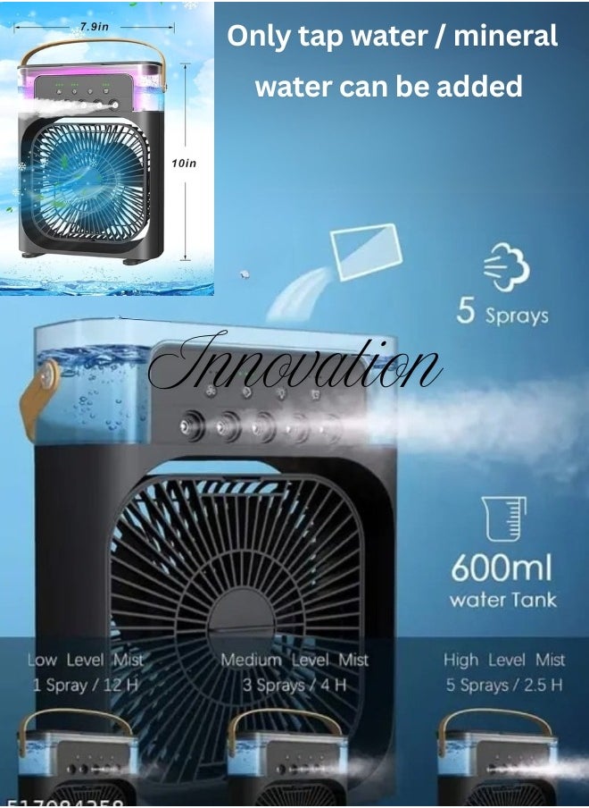 Generic Weidasi Water Mist Spray Fan, 600ML Water Capacity Misting Fan USB Desktop Humidification Cooling Fan Desk Fan with Mist Spray Portable Misting Fan Water Cooled Fan for Home Office Camping And more ((Black))  - Image 2